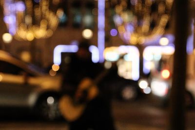 Blurred motion of illuminated city at night