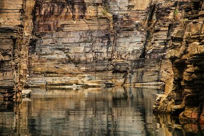 Reflection of rock formation in water