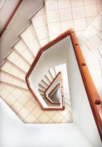 Directly below shot of spiral staircase in building