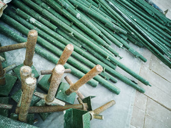 High angle view of vegetables on table