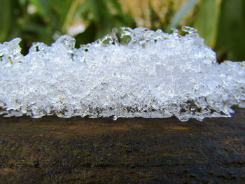 Close-up of frozen water