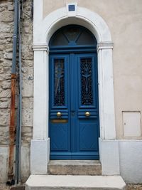 Closed door of building