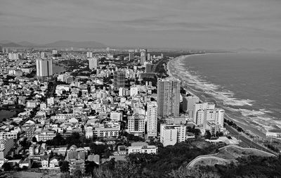 The coastal city of vung tau as seen from the statue of lord ki to at the top of tao phung mountain.