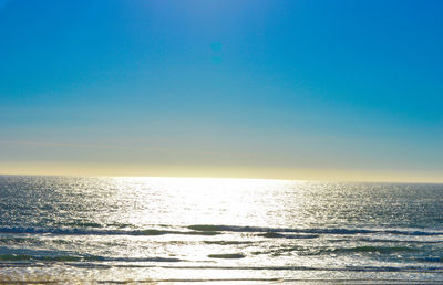 Scenic view of beach against clear sky