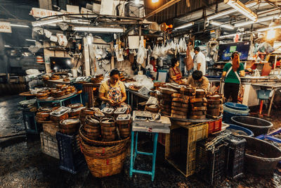 People working at market