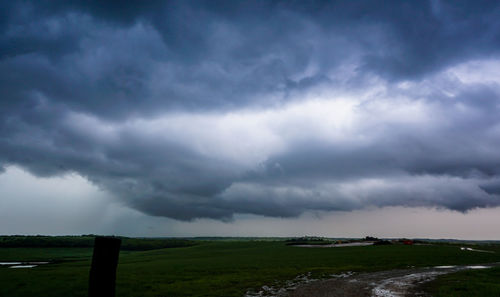 Scenic view of landscape against cloudy sky