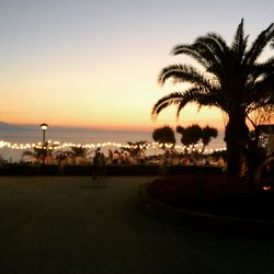 Scenic view of sea at sunset