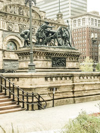 Staircase of building in city