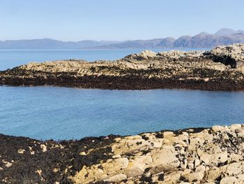 Scenic view of sea against clear sky