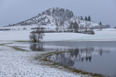 Temporary lake märzenbronnen on swabian alb at salmendinger kapelle