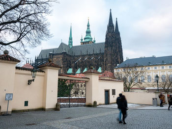 Prague castle and st vitus cathedral, czech republic. famous tourist destination.  amazing cityscape