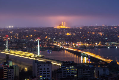 Illuminated city at night