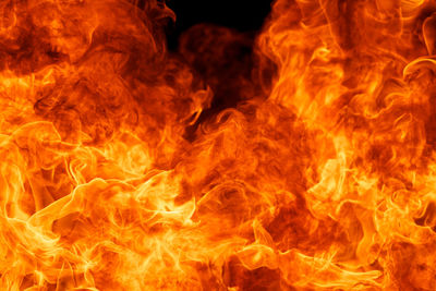 Close-up of fire against black background