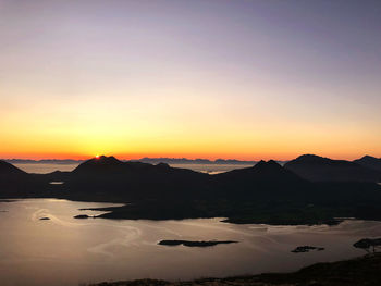 Scenic view of silhouette mountains against sky during sunset