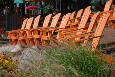 Chairs in grass