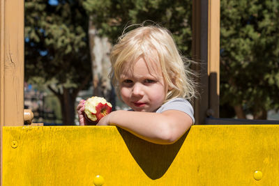 Portrait of cute girl with ice cream