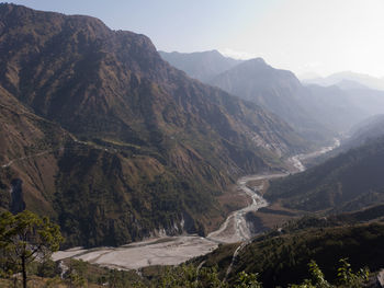 Scenic view of mountains against sky