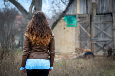 Rear view of young woman