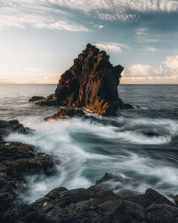 Scenic view of sea against sky during sunset