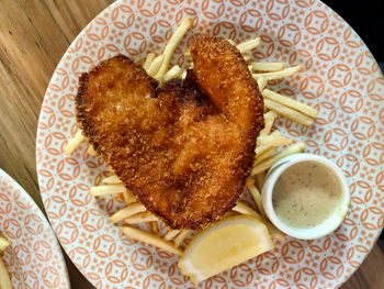 High angle view of breakfast served on plate