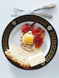 Directly above shot of breakfast served in plate