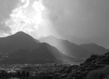 Scenic view of mountains against sky