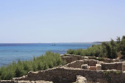 Scenic view of sea against clear sky