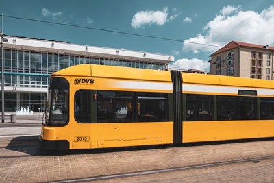Train on railroad station platform against sky