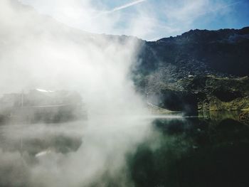 Scenic view of hot spring