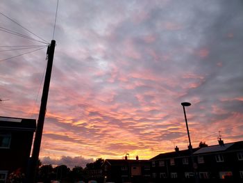 Low angle view of buildings against dramatic sky