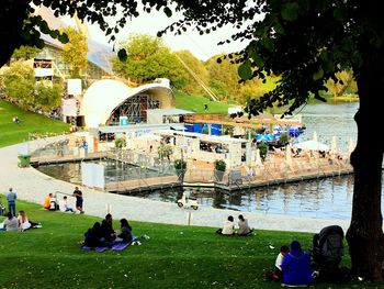Group of people in front of building