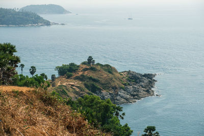 High angle view of sea against sky