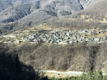 High angle view of buildings on mountain