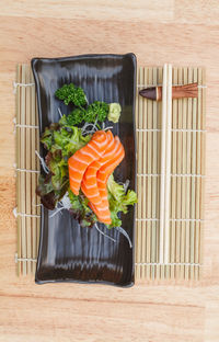 High angle view of vegetables on table