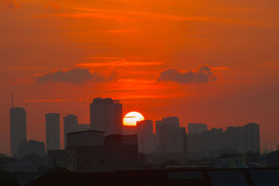 Silhouette buildings against sky during sunset