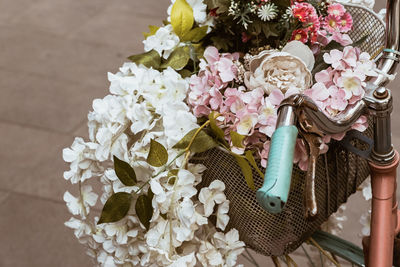 High angle view of rose bouquet