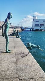 Woman standing in water