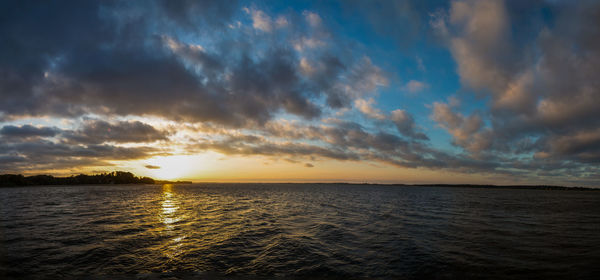 Scenic view of sea against cloudy sky
