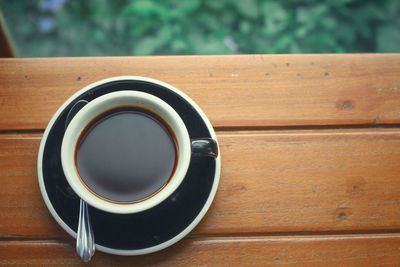 Directly above shot of black coffee on table