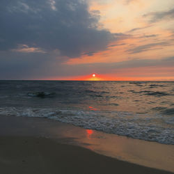 Scenic view of sea against sky during sunset