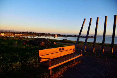 Scenic view of sea against clear sky during sunset