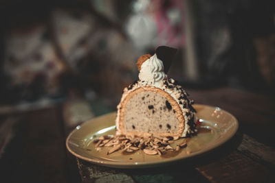 Close-up of cake on table