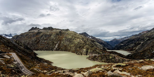 Panoramic view of lake grimsel, switzerland.