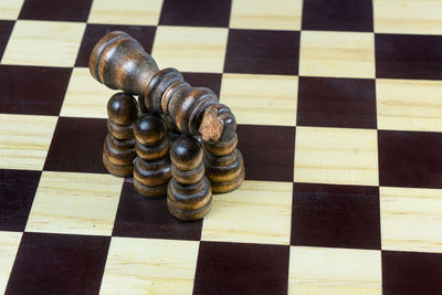 High angle view of chess board