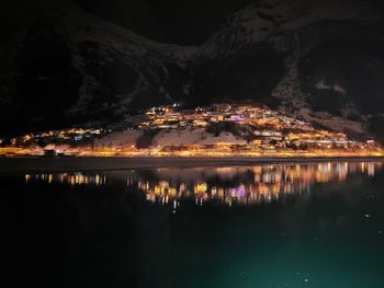 Scenic view of lake at night