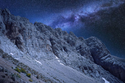 Night photo with milky way of the rocky complex of the gran sasso d'italia