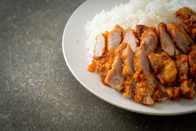 Close-up of food in plate on table