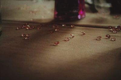 High angle view of candies on table