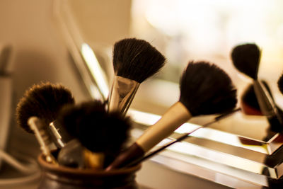 Close-up of make-up brushes