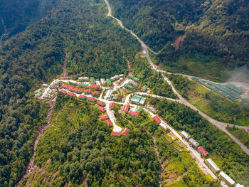 High angle view of cars on land